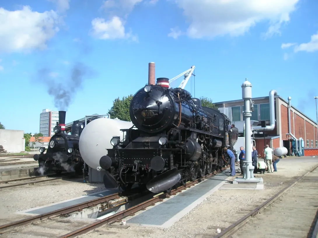 Damplokomotivet DSB E 991 udstillet på Danmarks Jernbanemuseum.